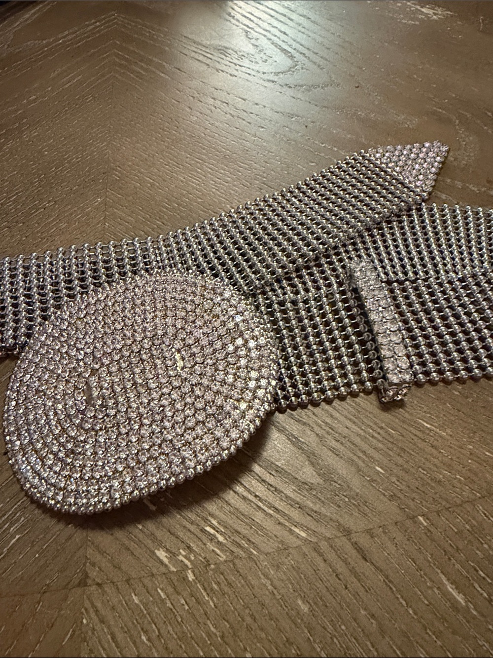 Rhinestone Mesh Statement Belt - Sparkling Silver